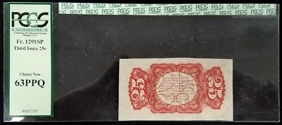 Twenty Five Cents Fractional Currency! Third Issue! SPECIMEN! Fr. #1291 SP - Image 1 of 4