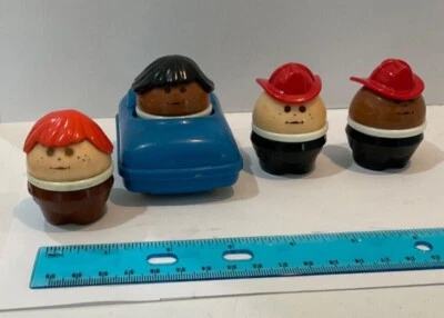 Lot of 5 Little Tykes Toddler Chunky People 2 Firemen 2 Girls and Car F42 - Image 1 of 4