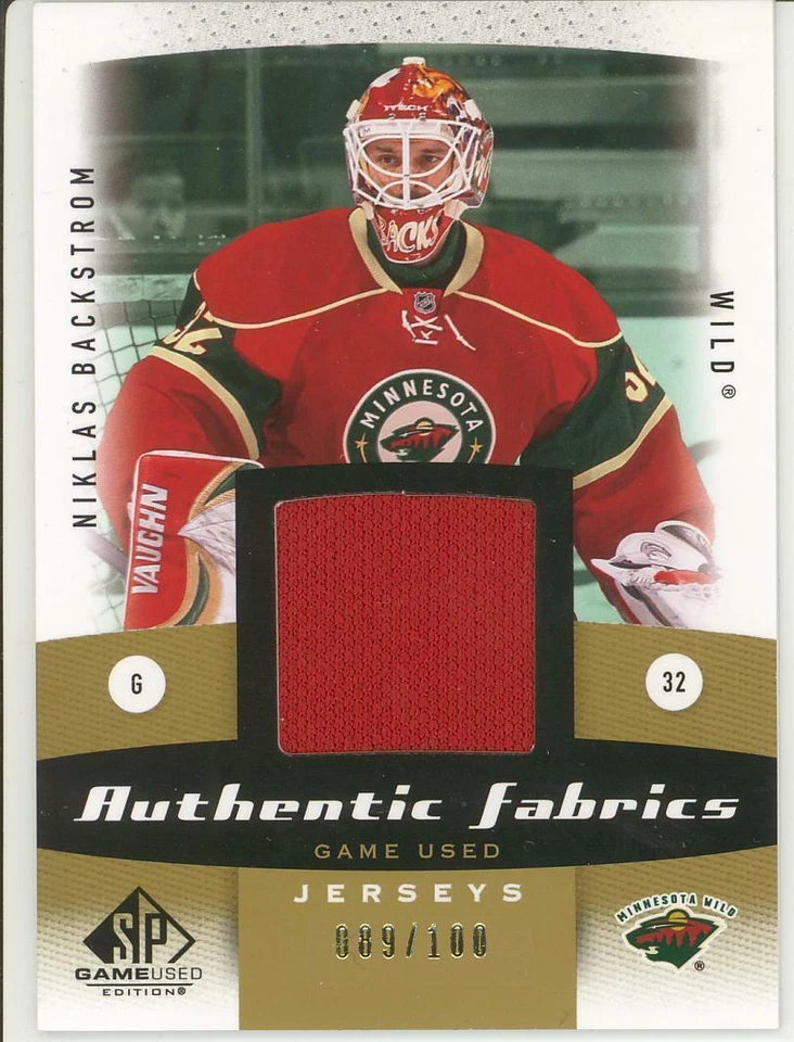 2010-11 UD SPGU NIKLAS BACKSTROM JERSEY GOLD /100 SP Game Used Fabrics Wild - Image 1 of 1