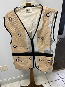 Vtg Beige/Black/Aztec "Slick" Mesh Zip Shooting Accessories Vest Mens 44 - Picture 1 of 6