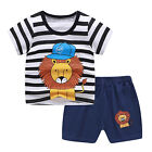Toddler Kid Baby Boy Girl Short Sleeve Cartoon Print Tops Shirt Pant Outfits Set