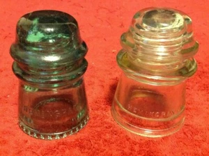 Vintage Lot Green Blue Clear Hemingray 16 Railroad Telephone Glass Insulator Art - Picture 1 of 6