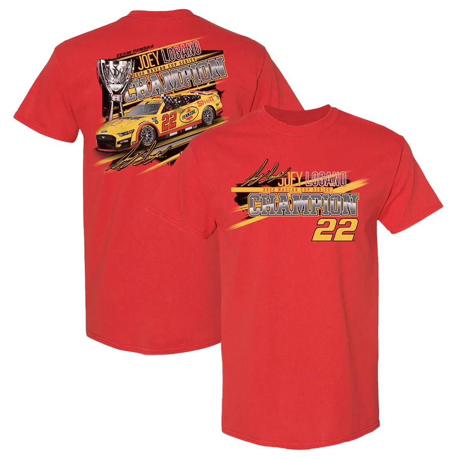 Camiseta Joey Logano 2022 CFS #22 Shell/Pennzoil NASCAR Red Victory Champion Foto 1 de 1
