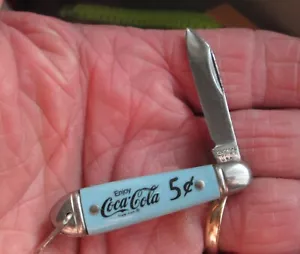 VTG COLONIAL USA ADV: ENJOY COCA COLA 5 cents Small Pen Pocket Knife D6 - Picture 1 of 6