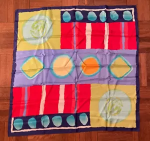Vintage Echo 100% silk Geometric Abstract Circle Square 34 x 34 scarf - Picture 1 of 7
