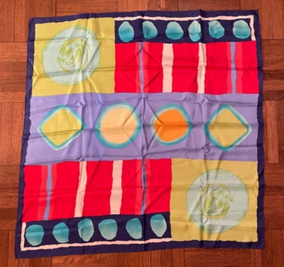 Vintage Echo 100% silk Geometric Abstract Circle Square 34 x 34 scarf - Image 1 of 4