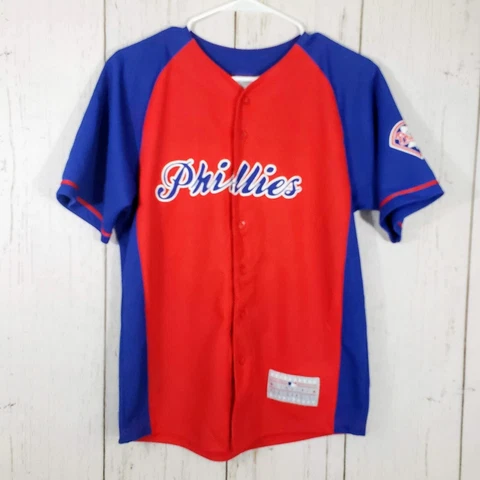 Philadelphia Phillies Chase Utley 26 Boys Kids 14/16 Jersey Blue Alternate Cover