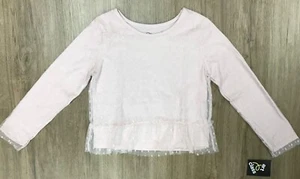 Girls’ Lined Lace Long Sleeve Shirt Blouse Top Pink Crepe S (6/6X) - Picture 1 of 8
