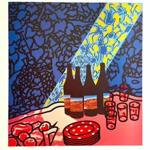 PATRICK CAUFIELD RARE 1980 DUMONT CALENDAR LITHOGRAPH PRINT " PICNIC SET " 1978 - Picture 1 of 10