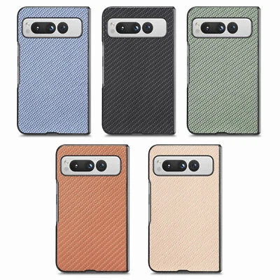 For Google Pixel Fold Carbon Fiber Leather Phone Cover Protective Case Matte - Image 1 of 4