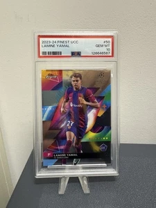 2023-24 Topps Finest UCC Soccer #50 Lamine Yamal RC Rookie PSA 10 GEM MINT - Bild 1 von 3