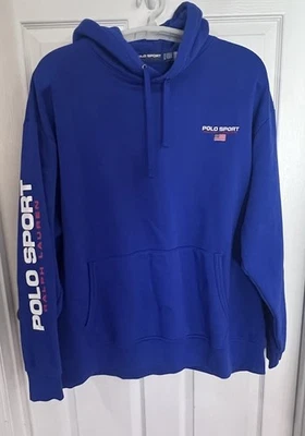Polo Sport Ralph Lauren Sudadera con Capucha Para Hombres 3XB Azul Sudadera Deletrear En Manga Bandera Foto 1 de 4