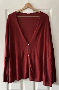 apuntob Strickjacke 3 rostrot Kaschmir Baumwolle dünn Strick Oberteil V Ausschnitt - Bild 1 von 6