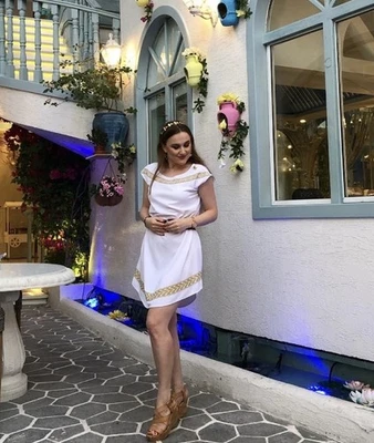 Vestido Mujer Tema Griego/Vestido Mujer Estilo Griego/Disfraz Mujer Griega Antigua Foto 1 de 4