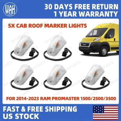 5X for 2014-2023 Ram ProMaster 1500 2500 3500 Halogen Cab Roof Marker Lights Foto 1 de 4