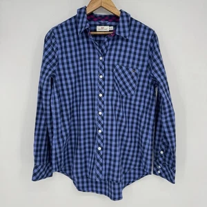 Vineyard Vines Shirt Women's 10 Blue Gingham Check Button Down Cashmere Blend - Picture 1 of 8