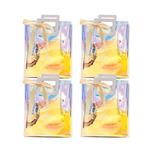 4 Pcs Holographic Clear Gift Bag Reusable Handbag Iridescent Bag for Festival - Picture 1 of 7