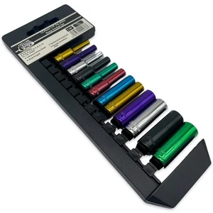 1/4" Drive Deep Socket Set 12pc Metric 4–13mm Multi-Coloured Chrome Vanadium - Picture 1 of 8