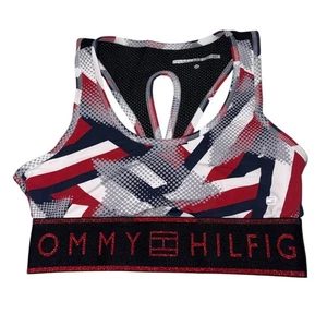 Tommy Hilfiger Sport Sport BH Damen XS Performance Geometrisch Rot Weiß Blau - Bild 1 von 7