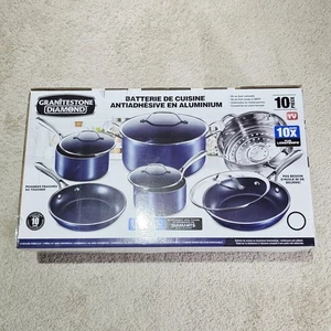 Granitstein Diamant Kochgeschirr Set 10 Stück Blau Antihaft Aluminium - Bild 1 von 10