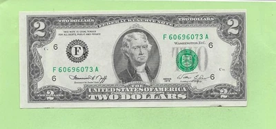 1976 ..UNCIRC $2  F 6069 6073 A .... 1976 $2  F-A    NICE NOTE      FRN - Image 1 of 2