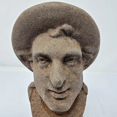 Perro de Fuego Francés de Hierro Fundido - Hombre Andirons Chimenea Accesorio De Colección Pátina Busto Foto 1 de 4