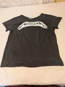 Black Metallica Concert Tee "Enjoy The Show" Mens L Front&Back Prints Distressed - Picture 1 of 10