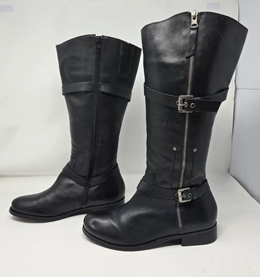 Matisse Militia Black Leather Knee High Riding Boots Womens Size 10W Zipper - Image 1 of 4