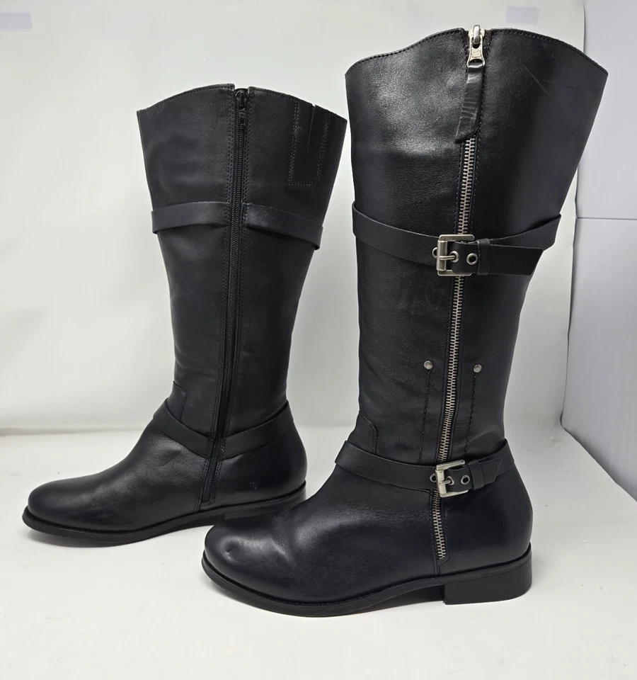 Botas de montar Matisse Militia de cuero negro hasta la rodilla para mujer talla 10W cremallera Foto 1 de 4