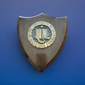 Wooden Bronze Wall Plaque. Seal of UC Berkeley. " Let there be Light." Vintage. - Picture 1 of 5