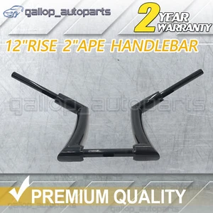 New 12" Rise Hanger Handlebar 2" Ape For Harley Sportster Yamaha Vstar BLACK - Picture 1 of 5