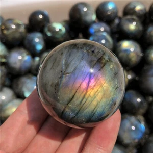 1 pieza Esfera de labradorita arco iris natural 45 mm + bola de cristal de cuarzo curación gemas - Imagen 1 de 10