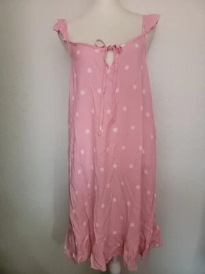 SOHO Apparel Polka-dot Chemise 全新带标签 尺寸 Lg 睡袍 荷叶边下摆  — 第 1/4 张图片