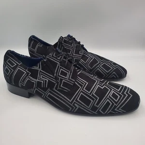 GIOVANNI CONTI SUEDE LEATHER DESIGN SHINY DRESS SHOE LACE LOAFERS BLACK 42 US 9 - Picture 1 of 7