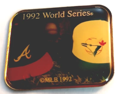 BRAVES PIN RARE VINTAGE 1992 World Series Atlanta Braves vs Blue Jays MLB Pin - Image 1 of 3