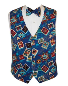 Men's Mickey's World Tour Tuxedo Vest and Bow Tie - Picture 1 of 1