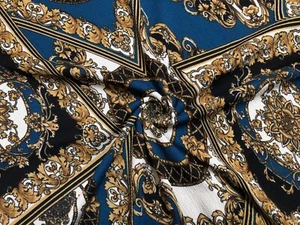 Liverpool Fabric-Teal Black Gold Arabic Mosaics-LVPR265-Sold by the yard - Picture 1 of 5