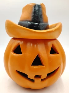 Vintage Halloween Ceramic Pumpkin / Jack O’ Lantern Cowboy Hat Rare HTF - Picture 1 of 12