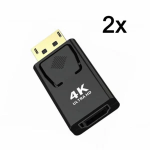 2x Displayport > HDMI Adapter DP Konverter Stecker 1080p Full HD Audio Video 4K - Bild 1 von 8
