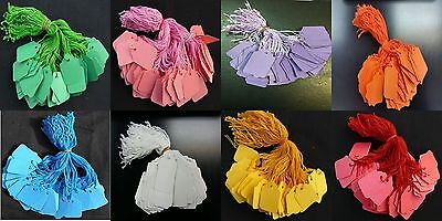Coloured Strung String Kraft Tags Swing Price Tickets Jewellery Tie On Labels • 23.99£