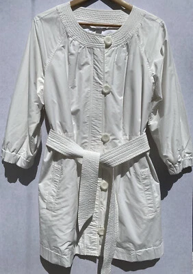 Chaqueta Abrigo Vince Cremallera Botón Blanco Envolvente Cinturón Grande  Foto 1 de 4