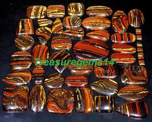 250 CT WHOLESALE LOT NATURAL RED MULTI FIRE IRON TIGER EYE CABOCHON GEMSTONE AAA