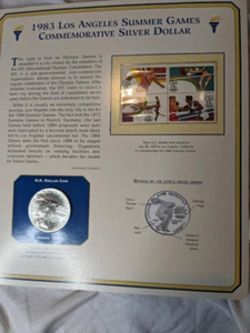 US Commemorative Silver Dollar Collector Panel, 1983 LA Summer Olympic Games - Picture 1 of 2