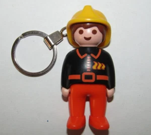 Playmobil Firefighter with black jacket 123 Keychain - 123 Box - Picture 1 of 2