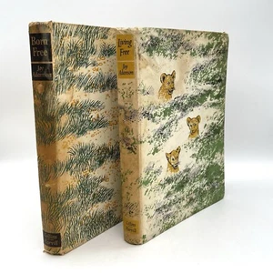 Set Born Free Living Free Vintage Books Joy Adamson Hardback Antique Sixties 60s - Picture 1 of 11