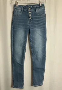 Damen Wallflower Jeans himmelhoch kurvig Passform dünn blau verblasst Knopffliege Größe 0 - Bild 1 von 8