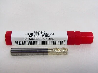 Kodiak Cutting Tools 1/4 Carbide End Mill 45 Degree 3-Flute ZRN Aluminum 5449440 - Image 1 of 4