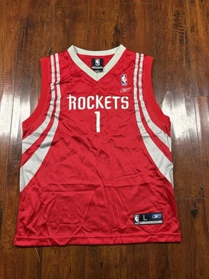Camiseta roja vintage Reebok juvenil NBA Houston Rockets #1 Tracy McGrady grande rara Foto 1 de 4