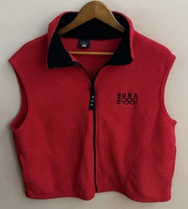 Vintage Olympische Spiele rot & schwarz Trim Fleece Weste Größe XL Team USA Made in USA - Bild 1 von 3