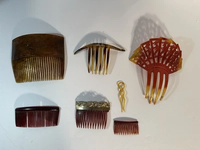 Lote De Colección De 7 Peines Laterales De Pelo Surtidos Varios Tamaños Estilos Formas Foto 1 de 4